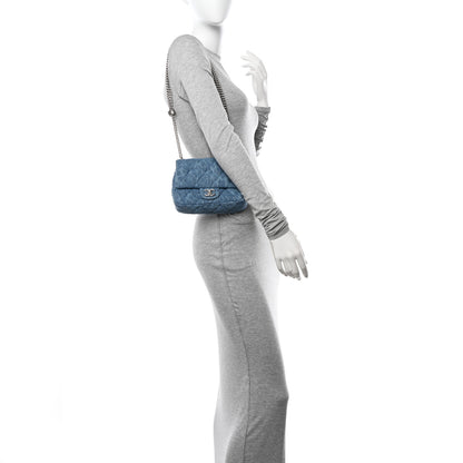 Chanel Denim Quilted Camellia Sweetheart Mini Flap Blue 2 of 10