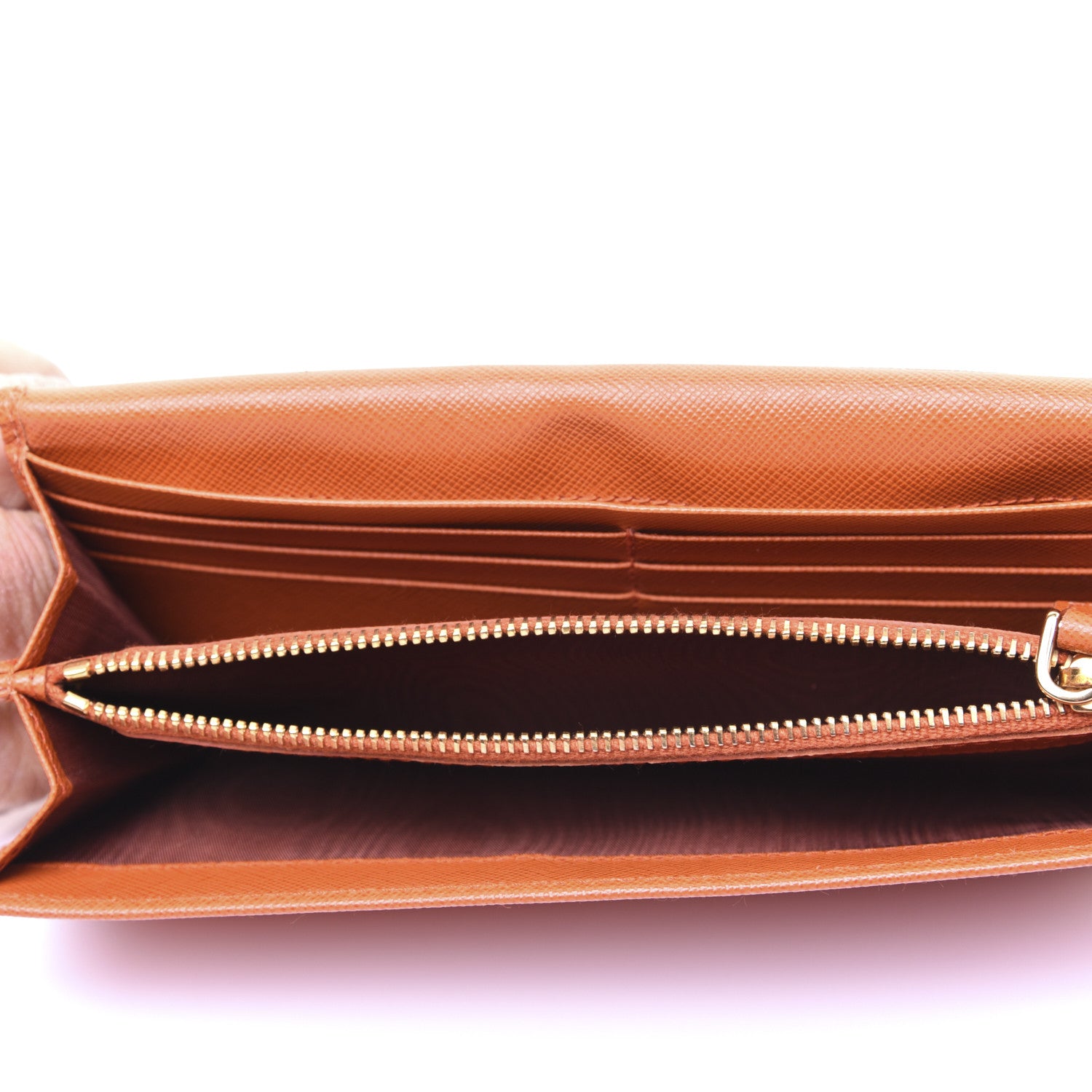 Prada Saffiano Triangle Continental Flap Wallet Papaya 5 of 13