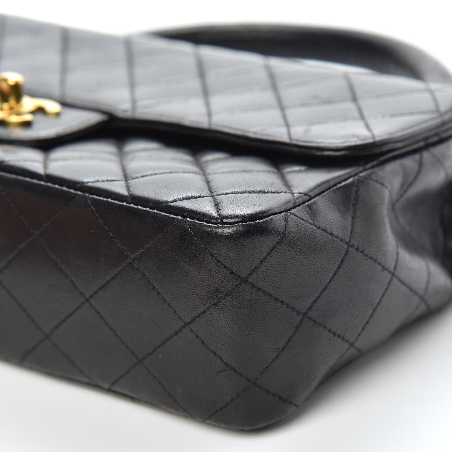 Chanel Lambskin Quilted Medium Rectangular Kelly Flap Bag Black 10 of 15