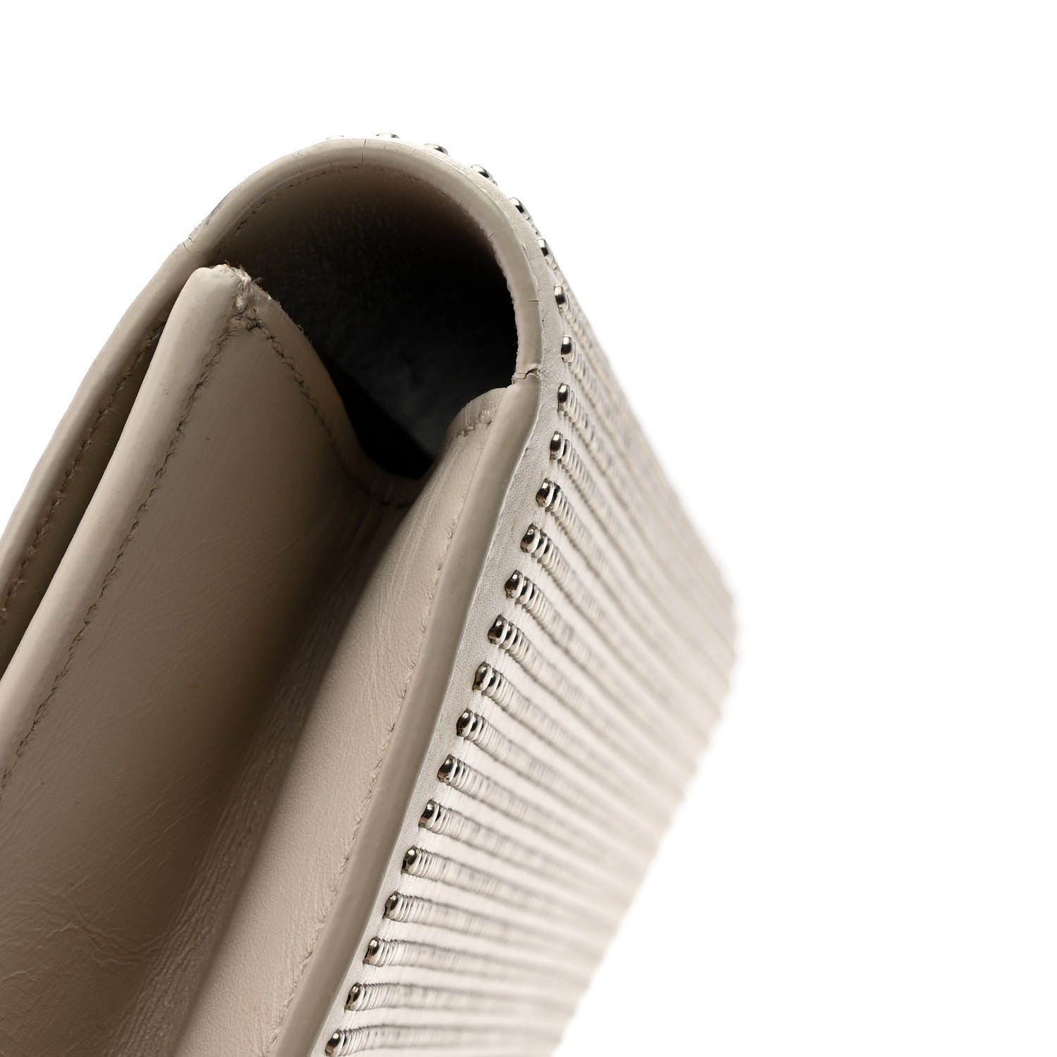 Saint Laurent Calfskin Studded Lutetia Flap Clutch White 10 of 13