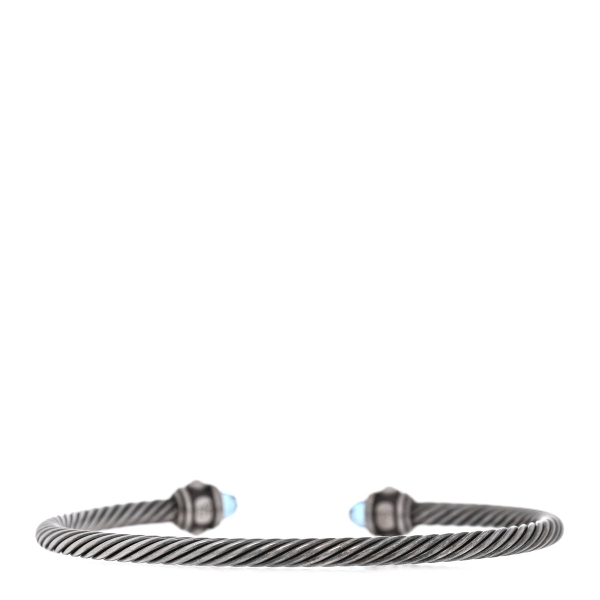 David Yurman Sterling Silver 18K Yellow Gold Blue Topaz 4mm Cable Renaissance Bracelet 2 of 3