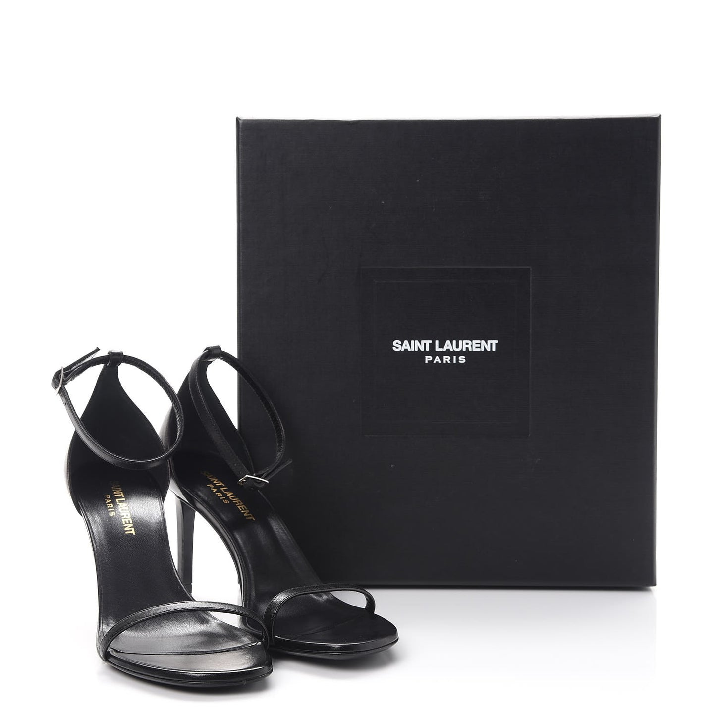 Calfskin Jane 80 Ankle Strap Sandals 37.5 Black