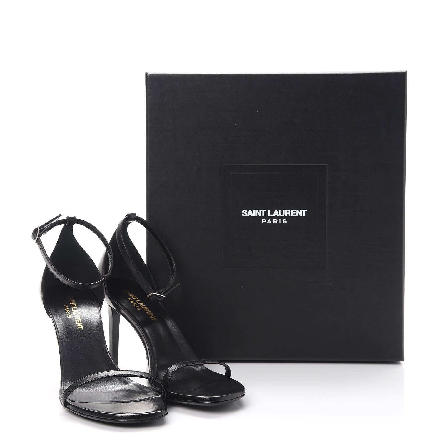Saint Laurent Calfskin Jane 80 Ankle Strap Sandals 37.5 Black 9 of 9