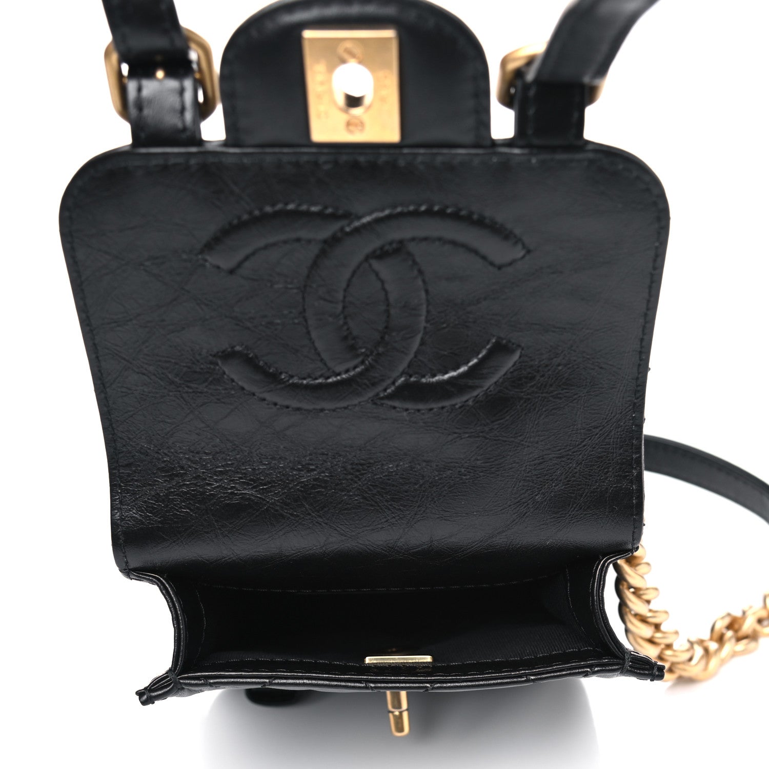 Chanel Aged Calfskin Quilted Mini City School Flap Black 4 of 5