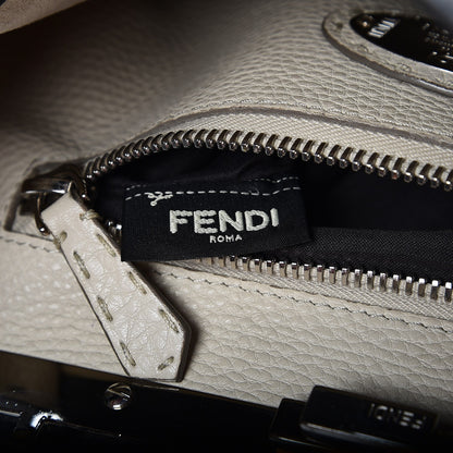 Fendi Cuoio Romano Selleria Bi-Color Large Peekaboo Iconic Satchel Asfalto Latte 9 of 13