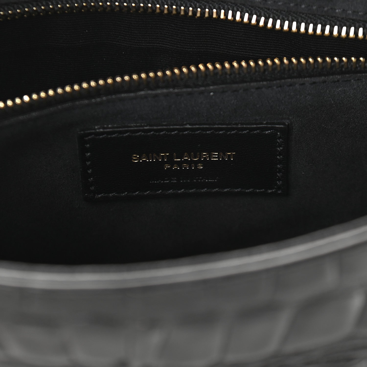 Saint Laurent Calfskin Crocodile Embossed Le 5 A 7 Hobo Black 6 of 9