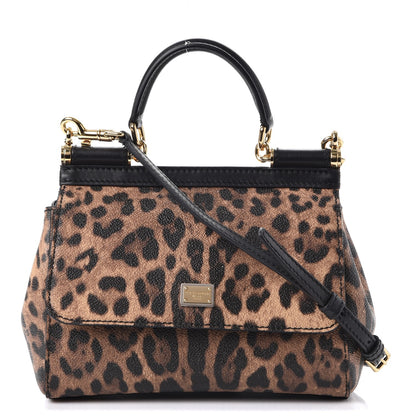 Dolce & Gabbana Dauphine Leopard Print Small Miss Sicily Satchel Black 1 of 6