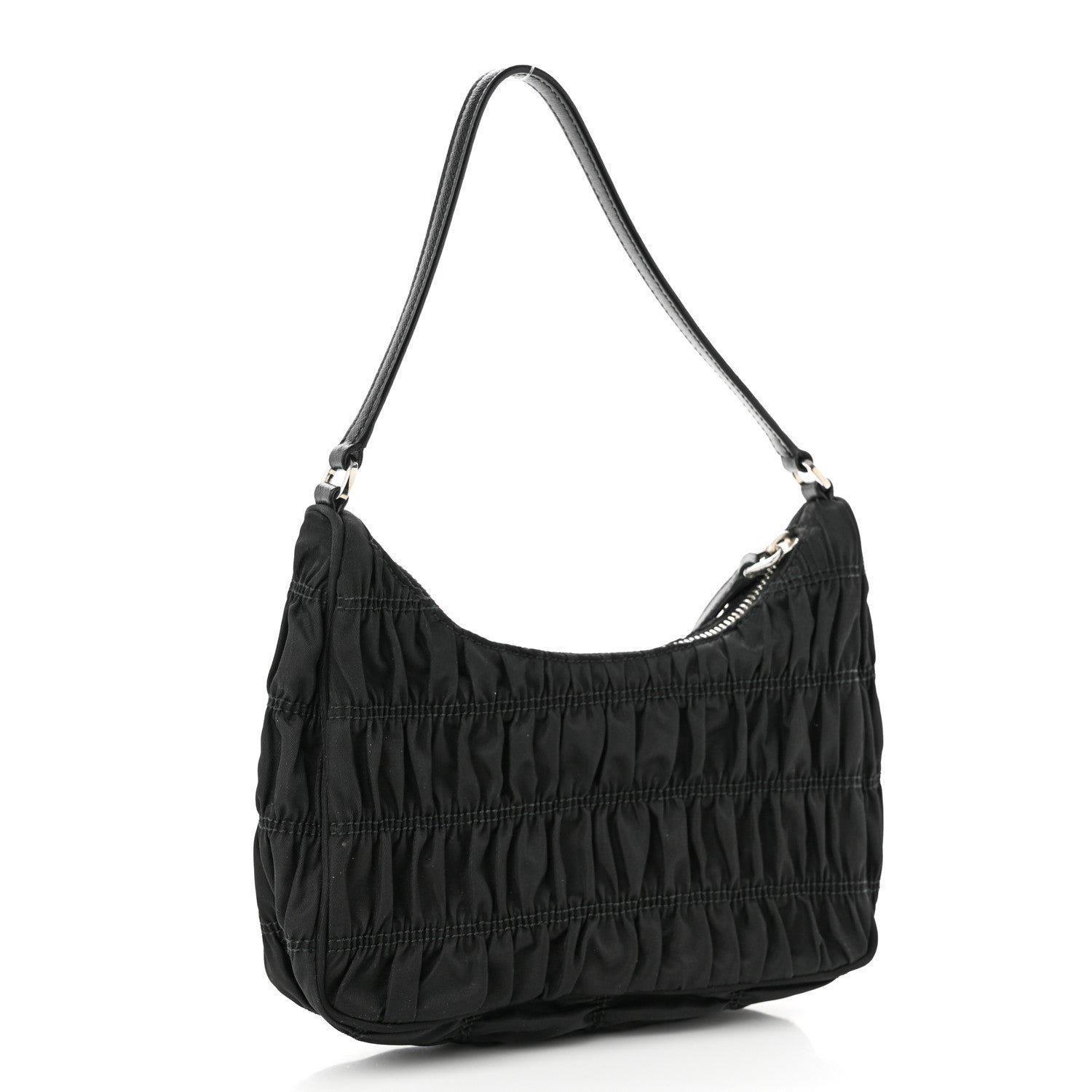 Prada Tessuto Nylon Gaufre Shoulder Bag Black 2 of 8