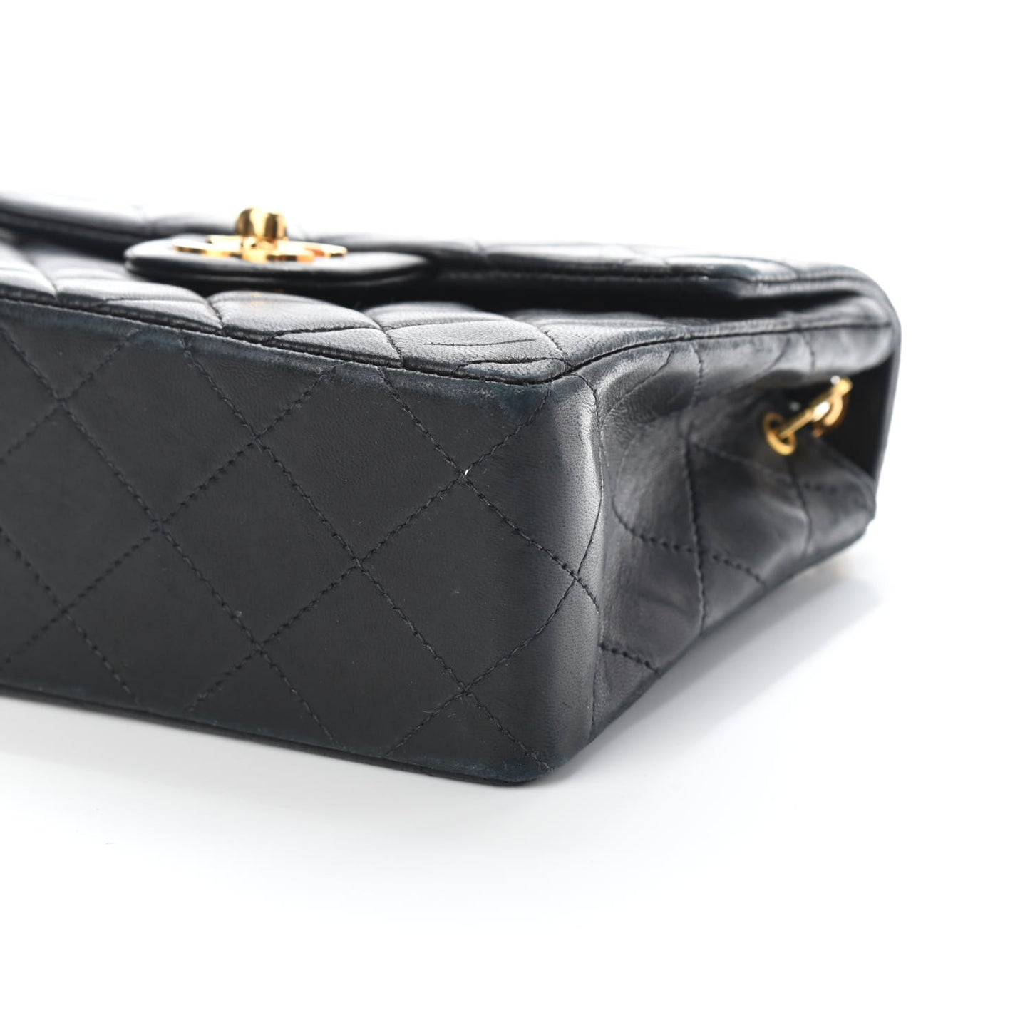 Lambskin Quilted Mini Square Flap Black