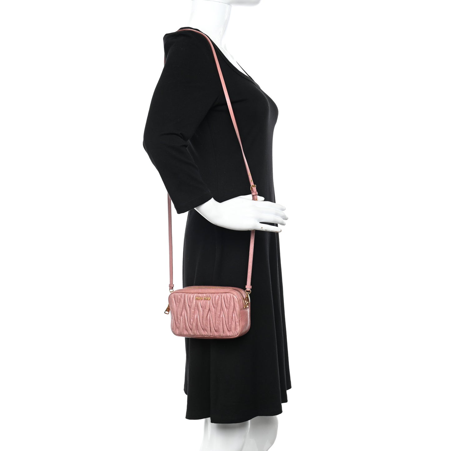 Vitello Lux Matelasse Double Zip Shoulder Bag Loto