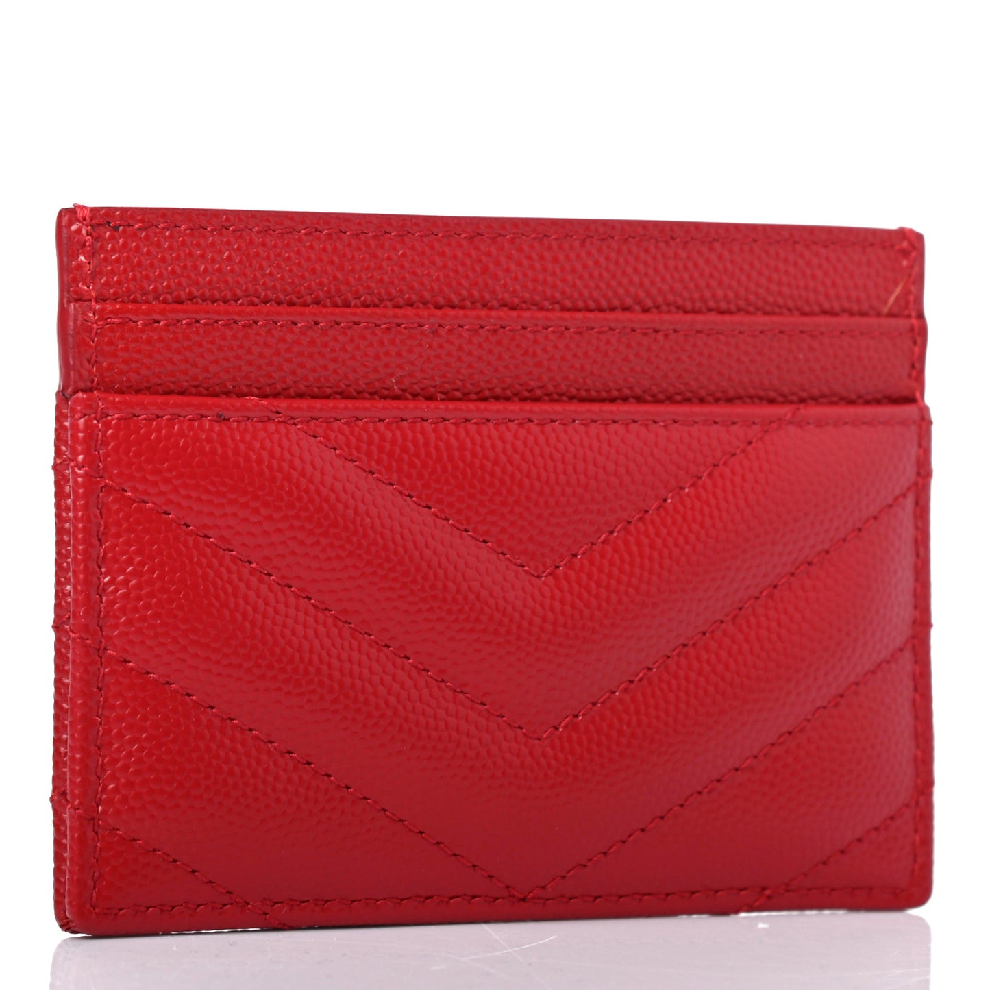 Grain De Poudre Matelasse Chevron Monogram Credit Card Case New Red