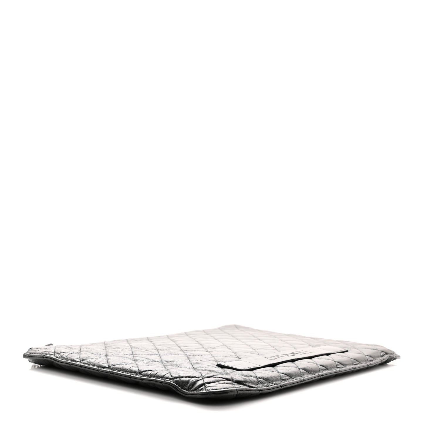 Crackled Lambskin Quilted Medium Cosmetic Case Black