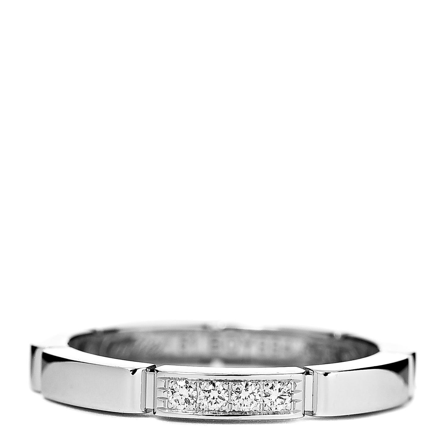 18K White Gold Diamond Maillon Panthere Wedding Band Ring 51 5.75