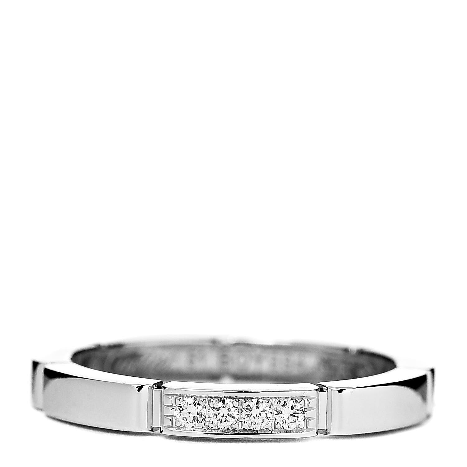 Cartier 18K White Gold Diamond Maillon Panthere Wedding Band Ring 51 5.75 1 of 5