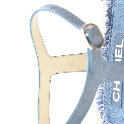 Chanel Cork Wood Calfskin Strappy Sandals 42 Blue 9 of 10