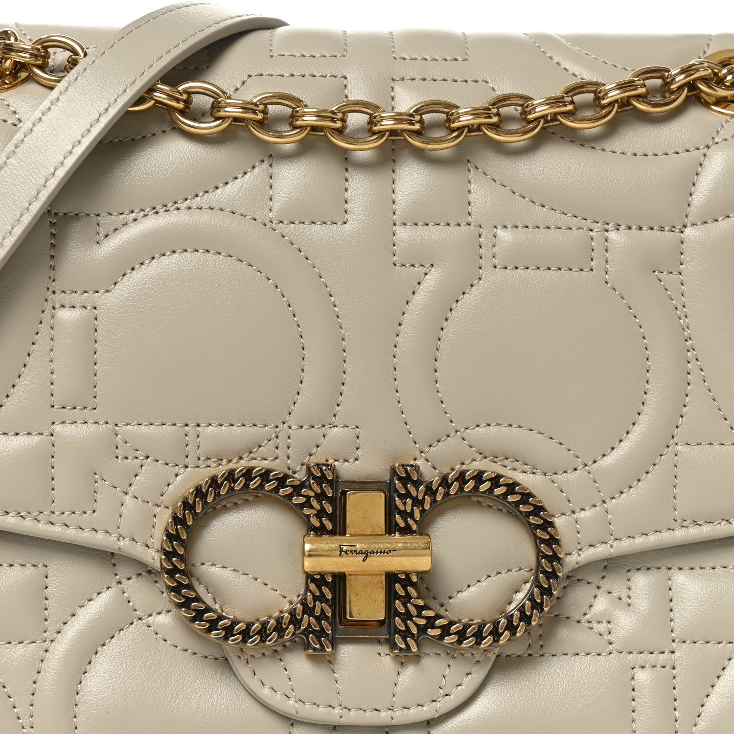 Salvatore Ferragamo Calfskin Quilted Gancini Flap Bag Peony 7 of 9