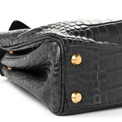 Balenciaga Shiny Calfskin Crocodile Embossed Small Rodeo Top Handle Handbag Volcanic Rock 10 of 11