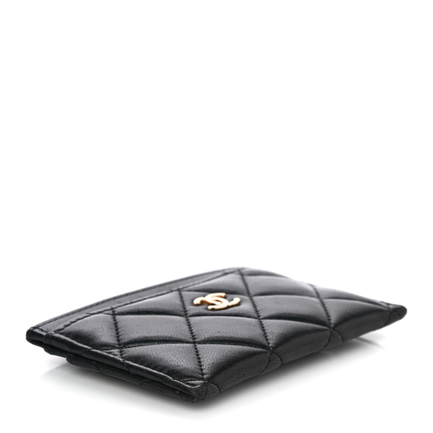 Lambskin Quilted Card Holder Black