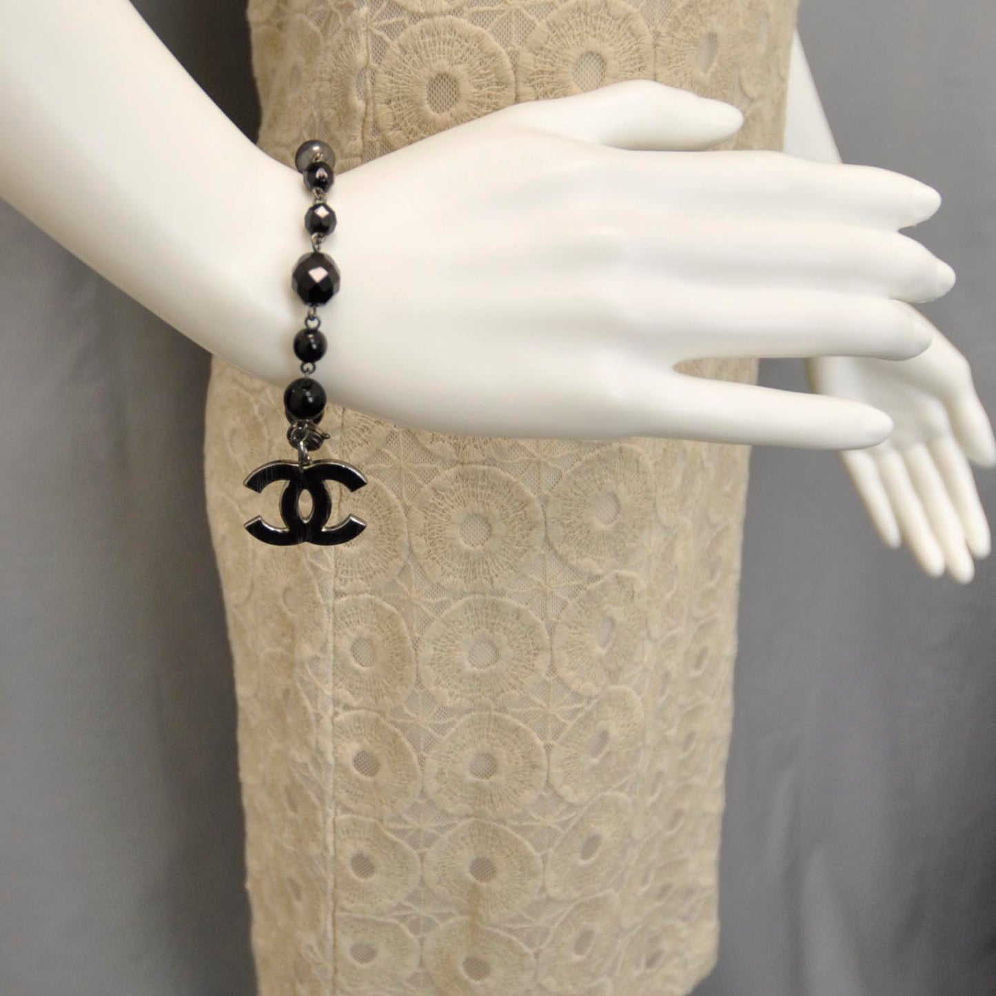 Beaded CC Bracelet Black