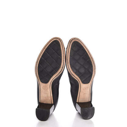 Chanel Lambskin Patent CC Elastic Stretch Pumps 38.5 Black 7 of 12