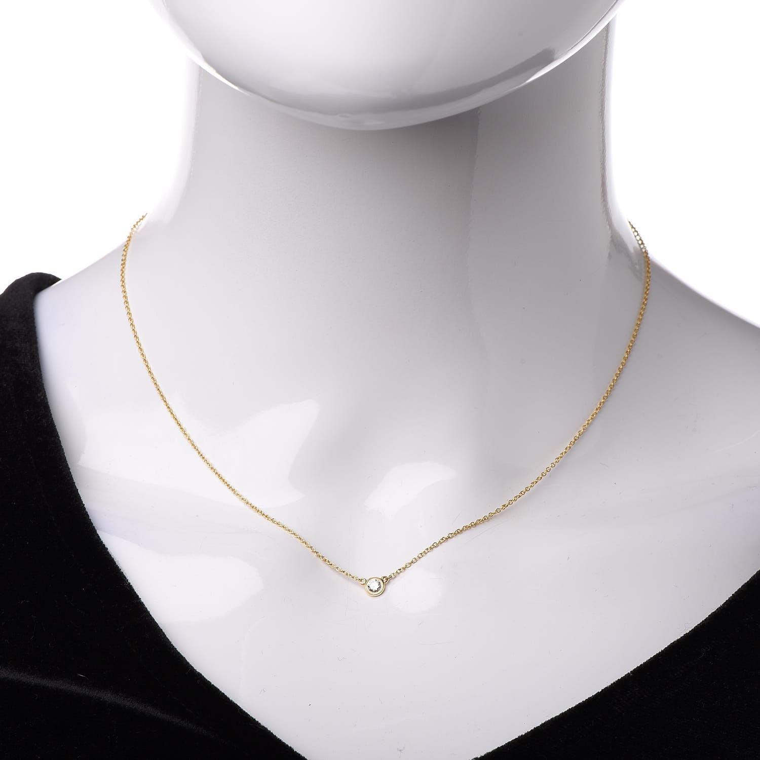 Tiffany 18K Yellow Gold Diamond .14ct Elsa Peretti Diamonds by the Yard Pendant Necklace 2 of 7