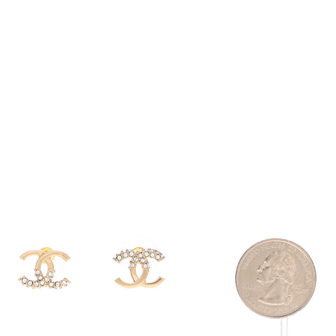Crystal Metal CC Earrings Gold
