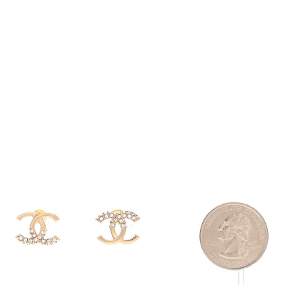 Chanel Crystal Metal CC Earrings Gold 2 of 5