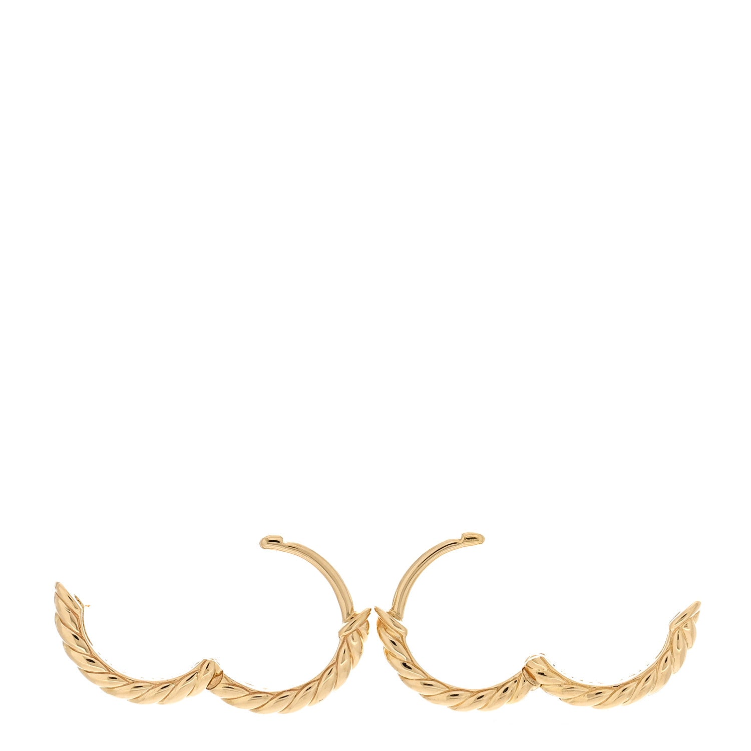 David Yurman 18K Yellow Gold Sculpted Cable Huggie Hoop Earrings 3 of 4