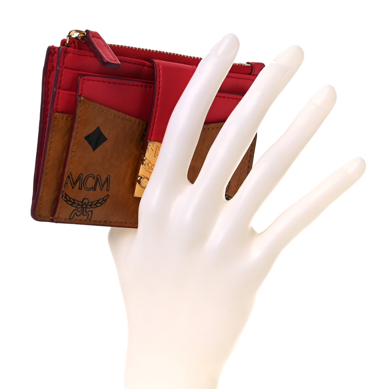 MCM Visetos Patricia Card Case Cognac Red 2 of 16