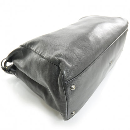Fendi Goatskin Zucca Large Peekaboo Iconic Satchel Black Tobacco 5 of 12