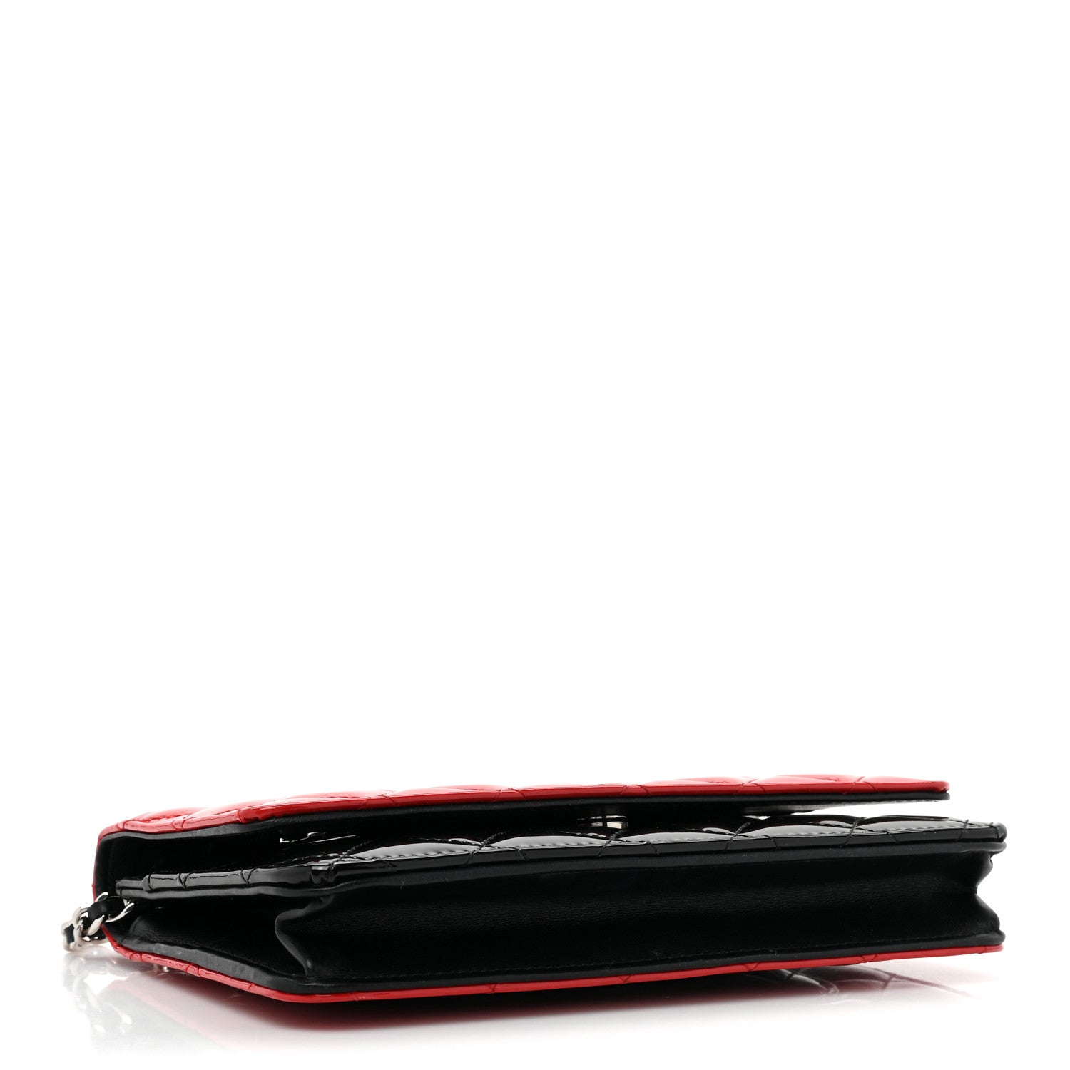 Chanel Patent Quilted Bi-Color Wallet On Chain WOC Red Black 4 of 15