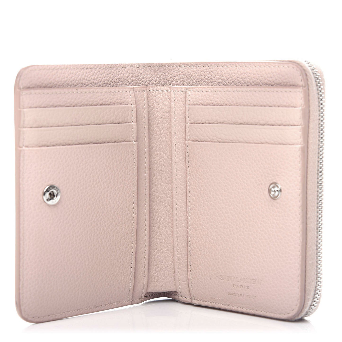 Grained Calfskin Rive Gauche Compact Zip Around Wallet Pink