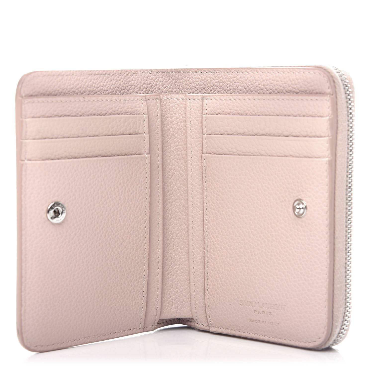 Saint Laurent Grained Calfskin Rive Gauche Compact Zip Around Wallet Pink 5 of 9