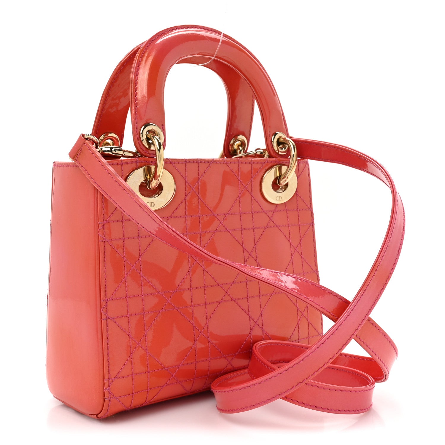 Christian Dior Patent Cannage Mini Lady Dior Pink 2 of 8