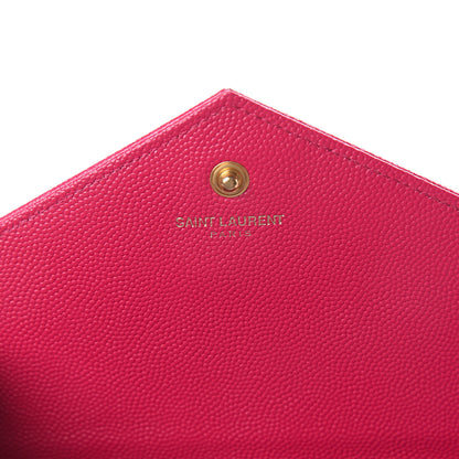 Saint Laurent Grain De Poudre Matelasse Chevron Monogram Chain Wallet Fresh Fuchsia 6 of 9