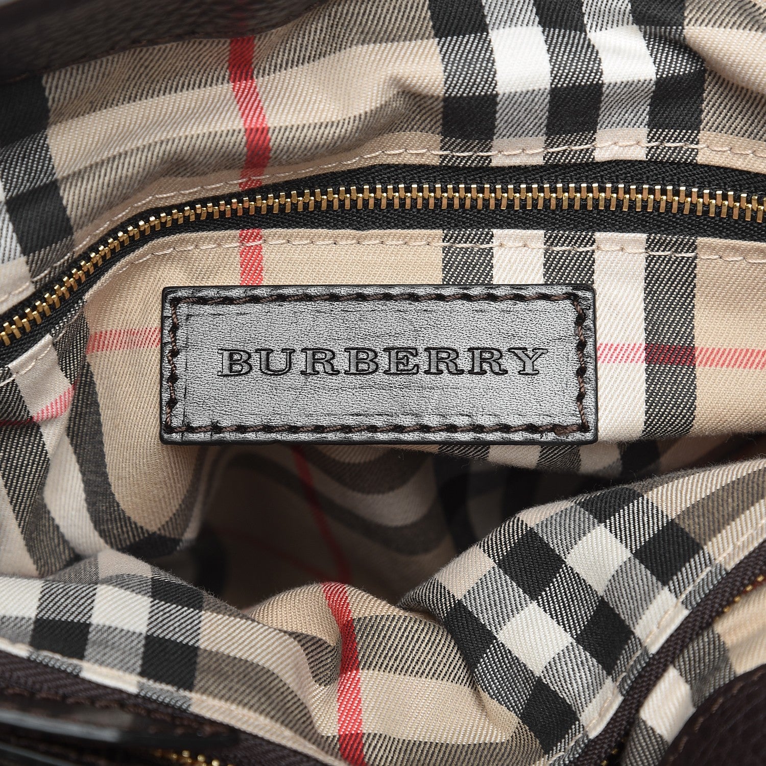 Burberry Grainy Calfskin Cinched Tote Dark Brown 7 of 14