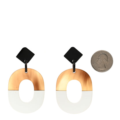 Hermes Buffalo Horn Lacquered Wood Isthme Earrings White 2 of 6