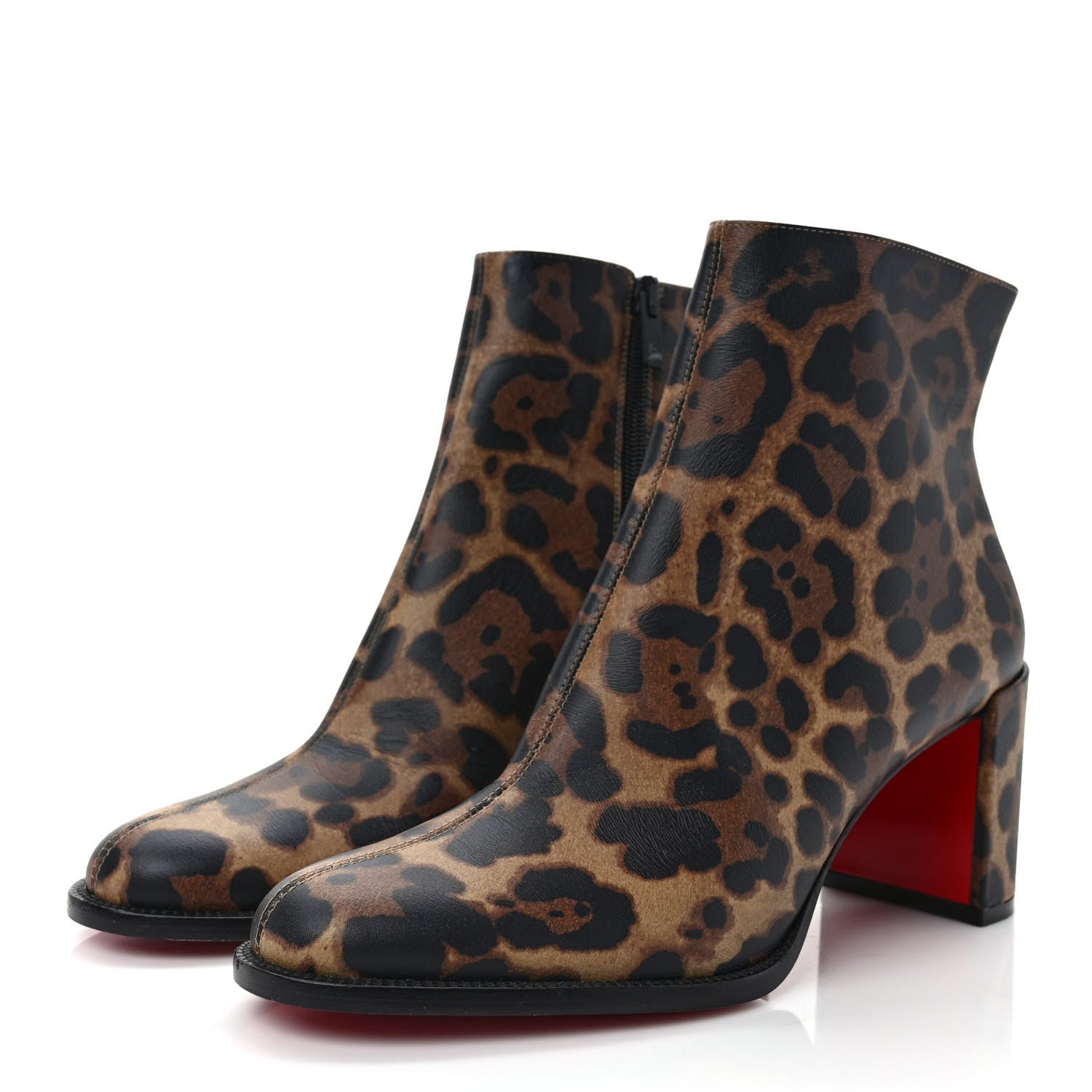 Christian Louboutin Calfskin Leopard Printed Luxor Adoxa 70 Ankle Boots 38.5 Brown 3 of 7