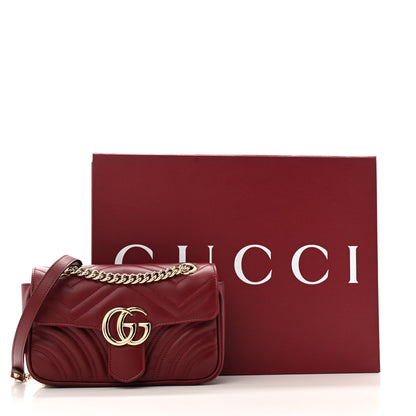 Gucci Calfskin Matelasse Mini GG Marmont Shoulder Bag Rosso Ancora 13 of 13