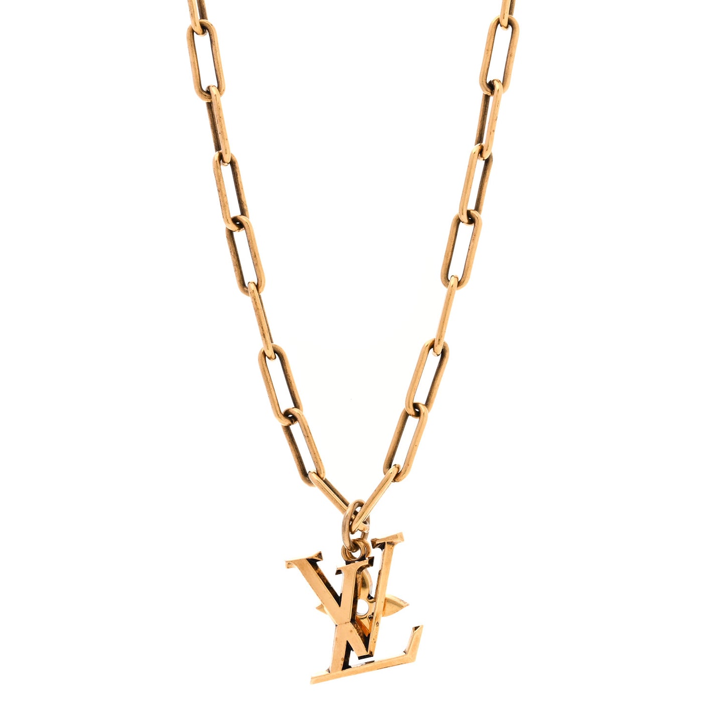 Metal LV Flower Necklace Gold