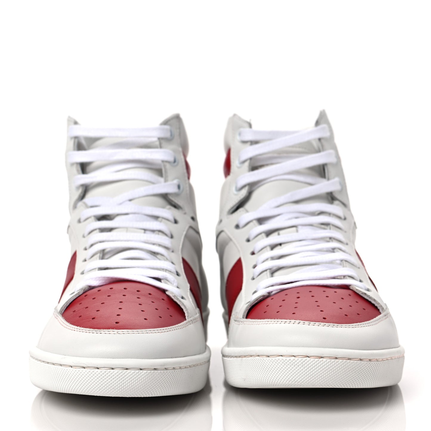 Calfskin Mens Court Classic SL/10H High Top Sneakers 42 White Red