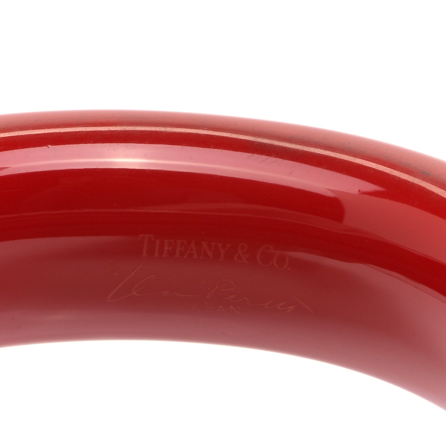 Lacquer Hardwood Elsa Peretti Doughnut Bangle Bracelet Red