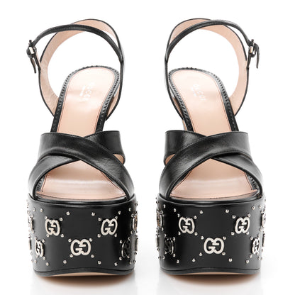 Gucci Malaga Kid Interlocking G Studs 155mm Platform Sandals 40 Perfect Black 3 of 9