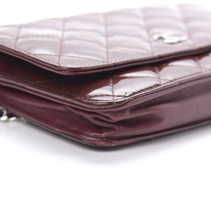 Chanel Patent Quilted Wallet On Chain WOC Burgundy 10 of 13