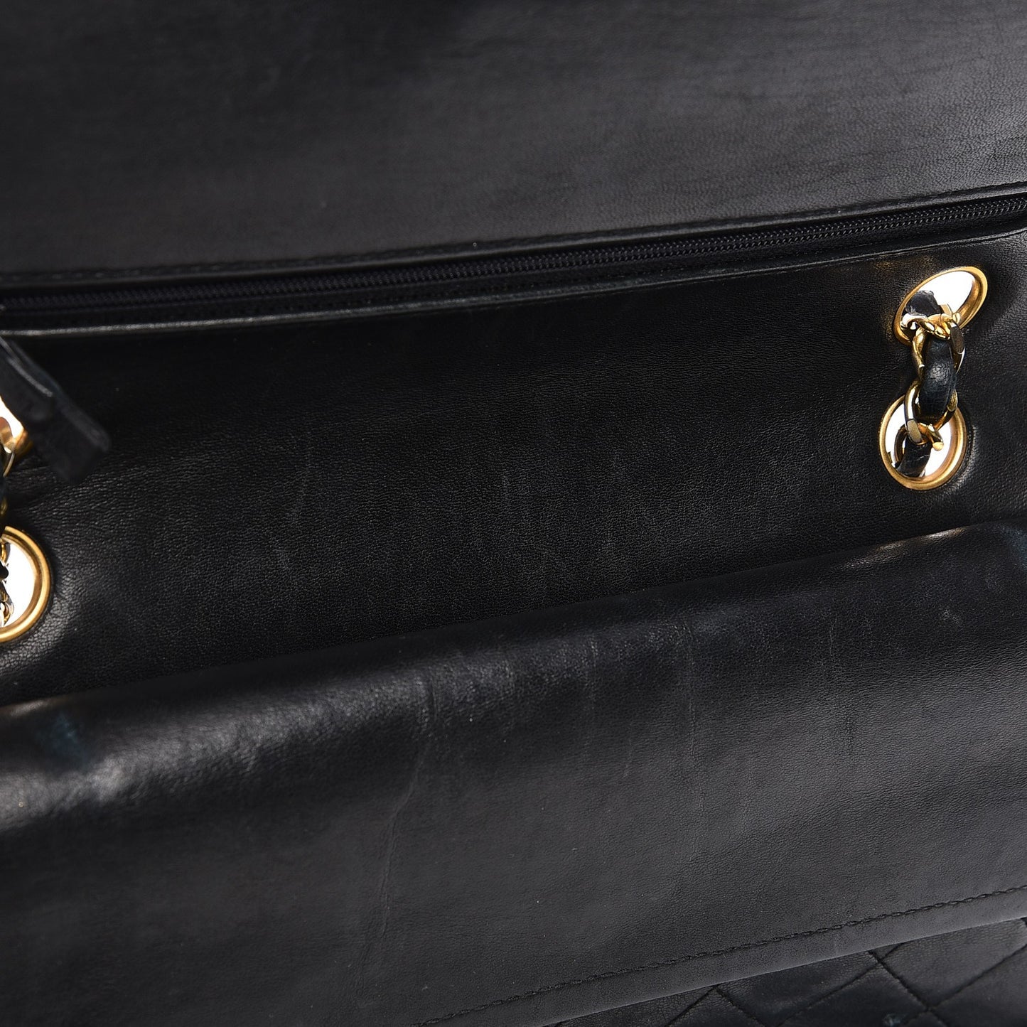 Lambskin Quilted Medium Double Flap Black