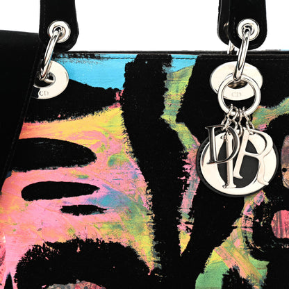 Christian Dior X CHRIS MARTIN Velvet Printed Medium Lady Dior Art Black Multicolor 7 of 9