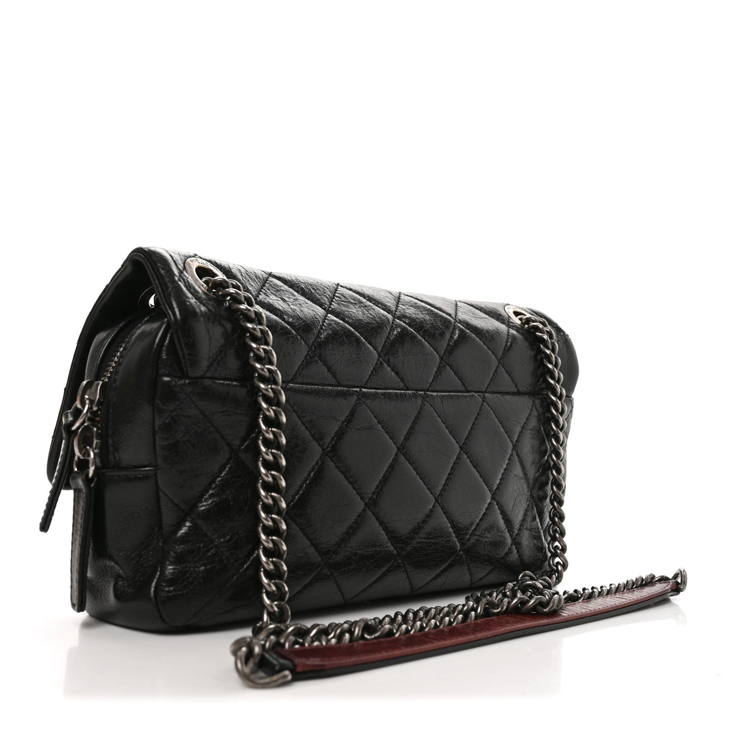 Chanel Glazed Calfskin Quilted Medium Duo Color Flap Black 3 of 9