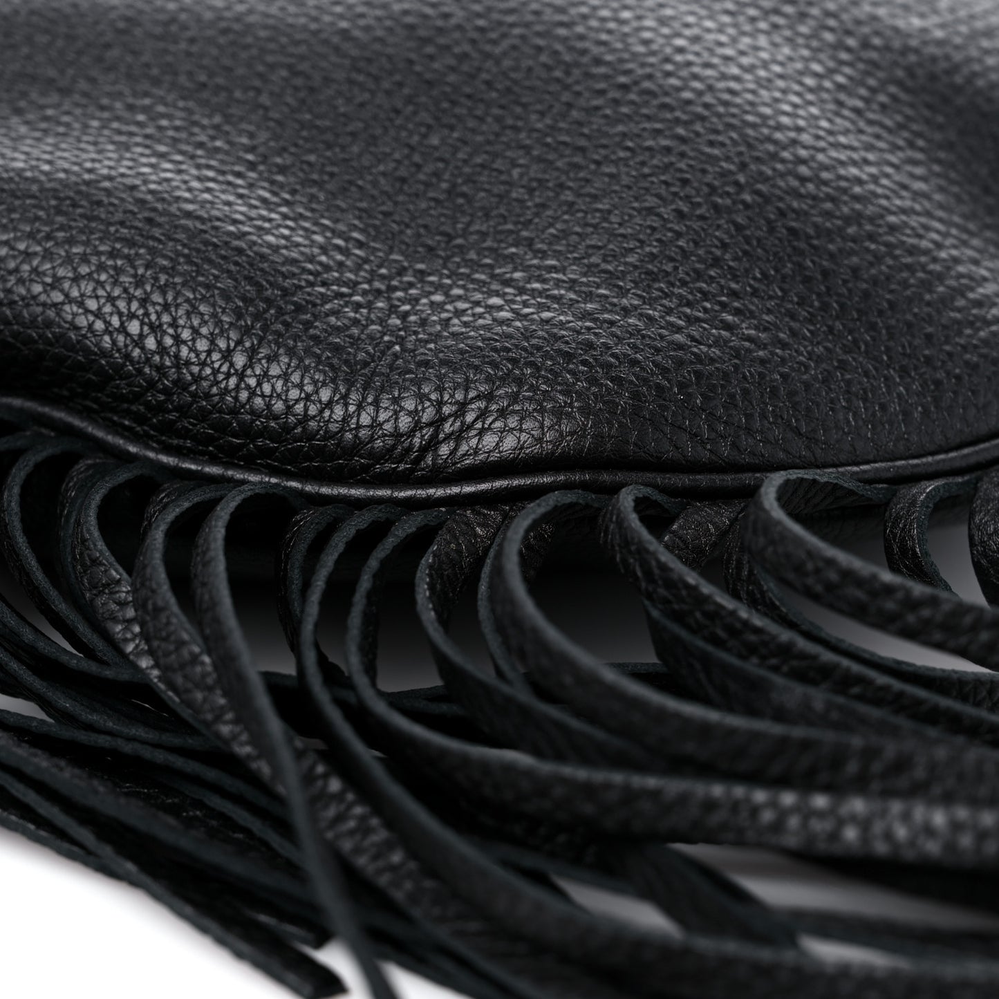 Calfskin Large New Jackie Nouveau Fringe Hobo Black