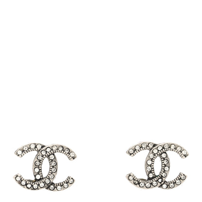 Chanel Crystal Royal Flush CC Stud Earrings Silver 1 of 4