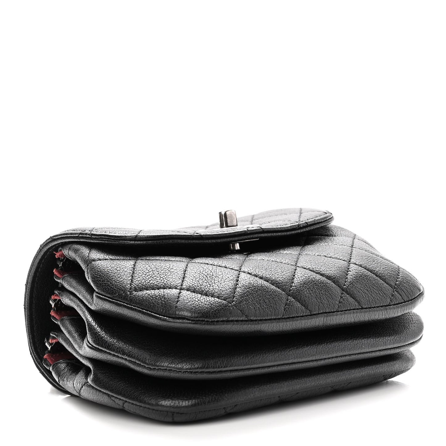 Goatskin Quilted CC Waiter Crossbody Black Black